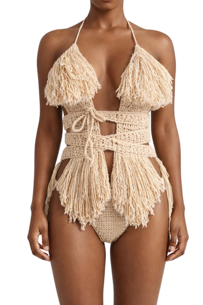 Color swatch photo of the Buff Hebe crochet one piece by TaniJay Crochet.