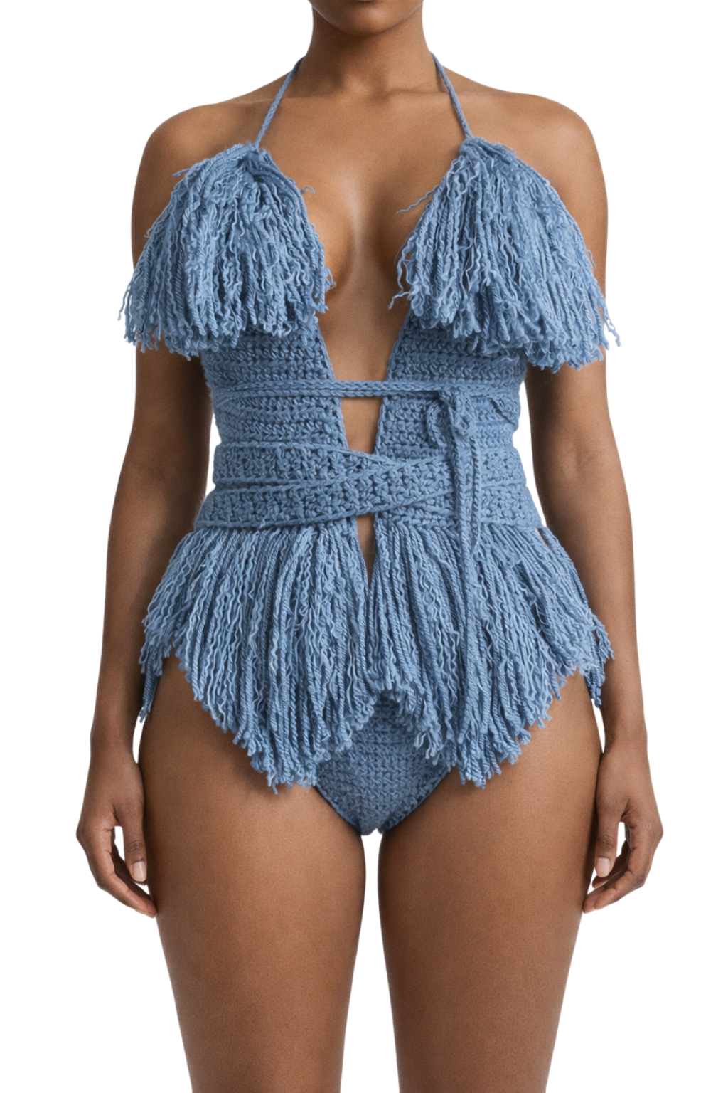 Color swatch photo of the Country Blue Hebe crochet one piece by TaniJay Crochet.