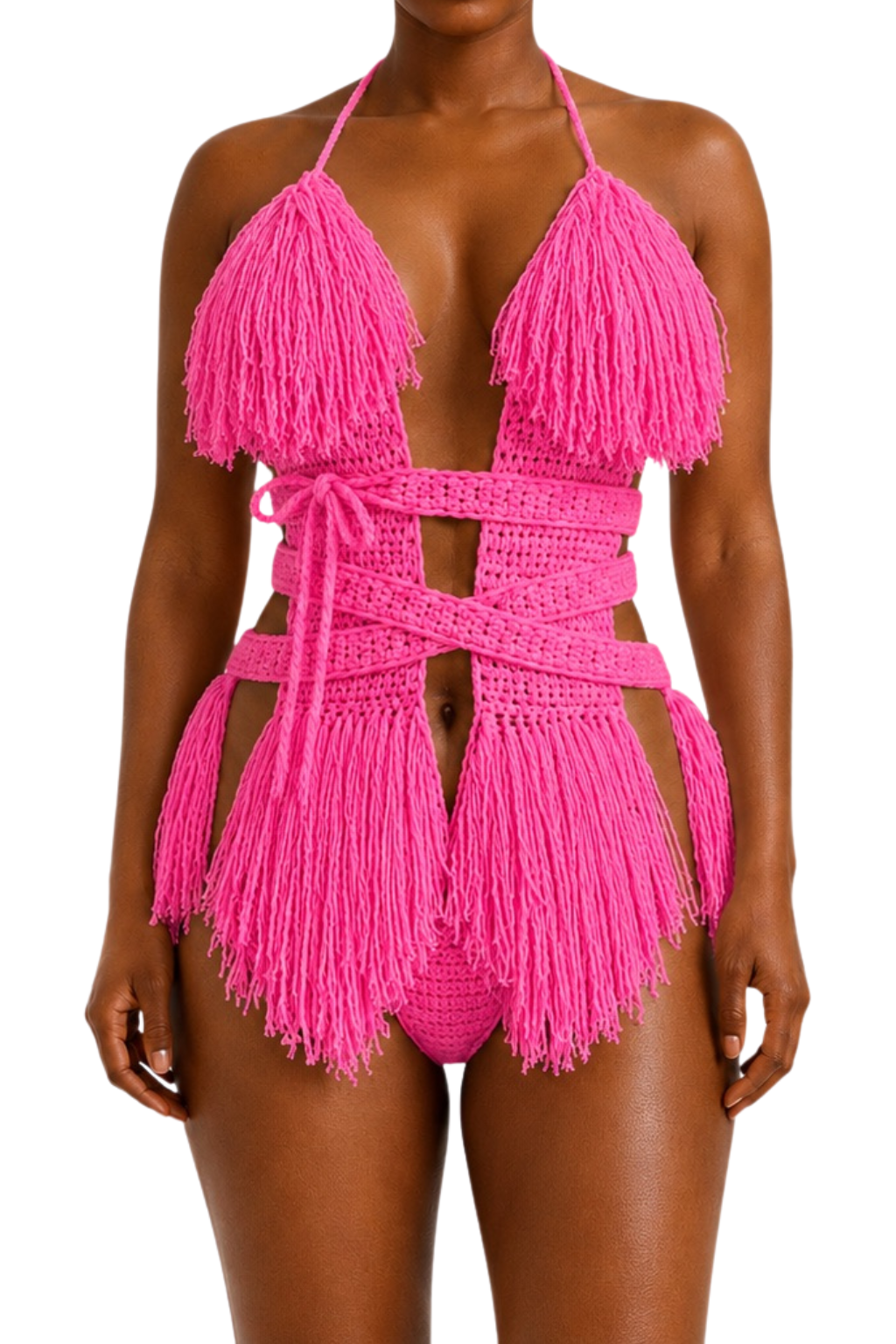 Color swatch photo of the Pretty n Pink Hebe crochet one piece by TaniJay Crochet.