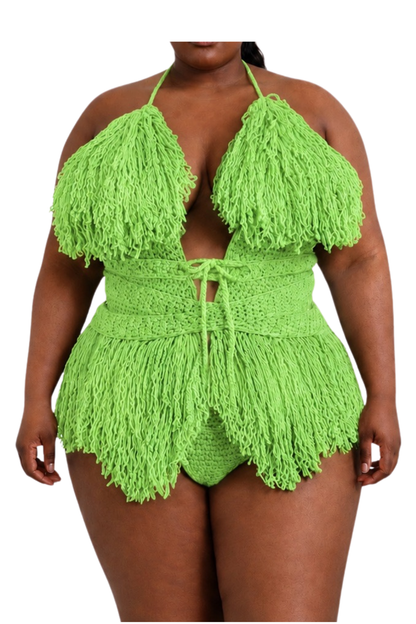 Color swatch photo of the Spring Green Hebe crochet one piece by TaniJay Crochet.