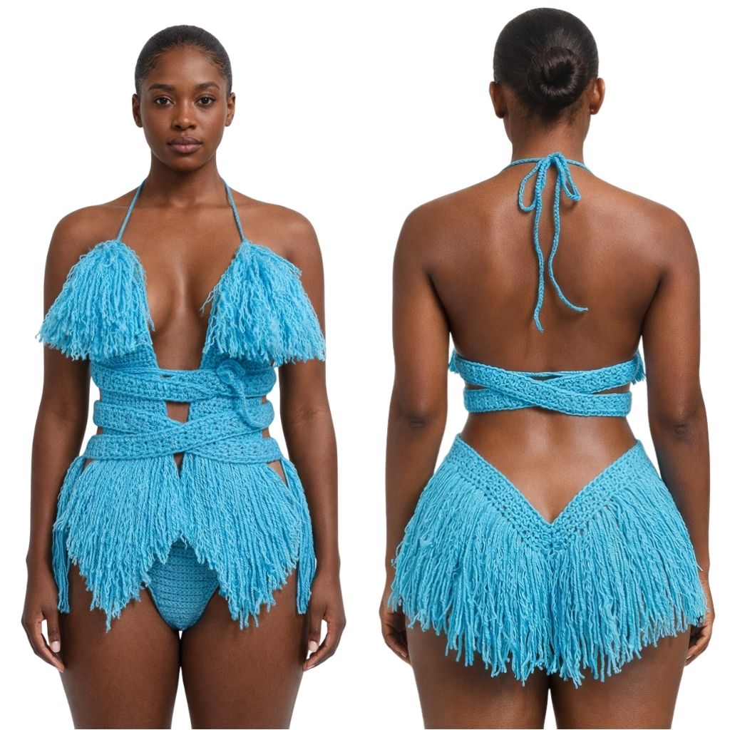 Color swatch photo of the Turqua Hebe crochet one piece by TaniJay Crochet.