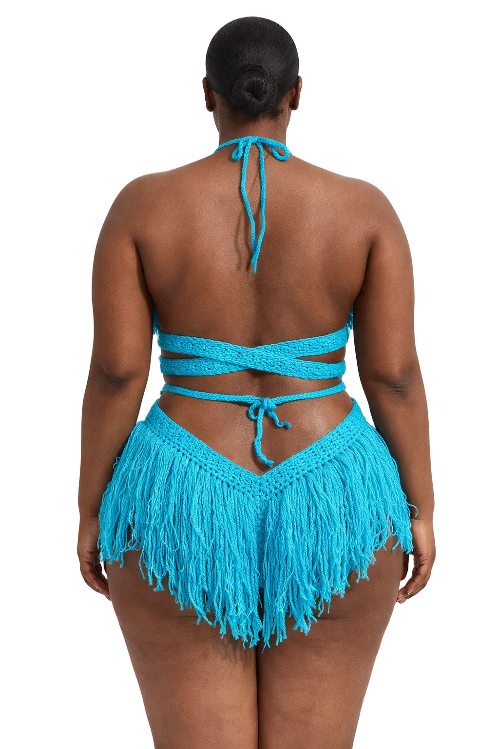 Product-only photo of the Turqua Hebe crochet one piece by TaniJay Crochet.