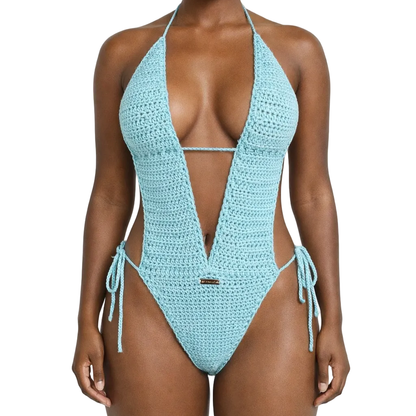 TANIJAY CROCHET READY TO SHIP Herlot Crochet One Piece Aqua Small – Ready to Ship (48 Hours)