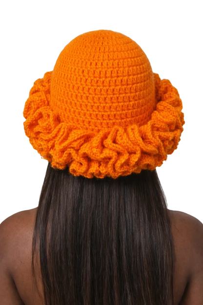 TANIJAY CROCHET Winter Hat Ptah Crochet Ruffle Hat Large Ruffle