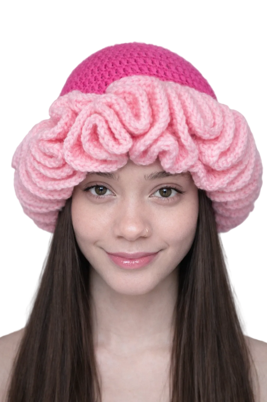TANIJAY CROCHET Winter Hat Ptah Crochet Ruffle Hat Large Ruffles