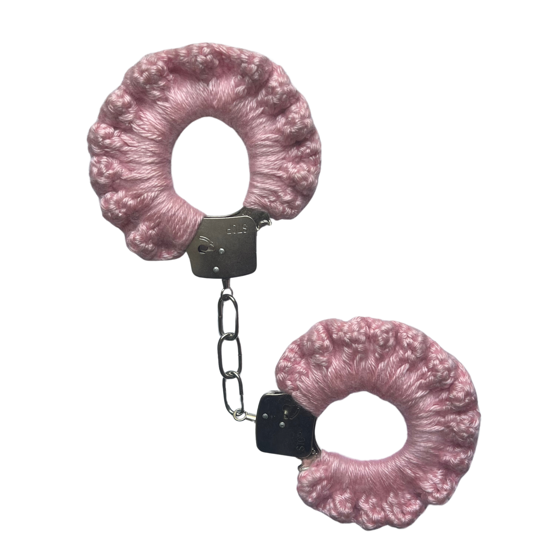 TANIJAY CROCHET handcuff Silky Crochet Handcuffs: Baby Pink