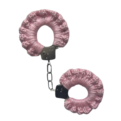 TANIJAY CROCHET handcuff Silky Crochet Handcuffs: Baby Pink