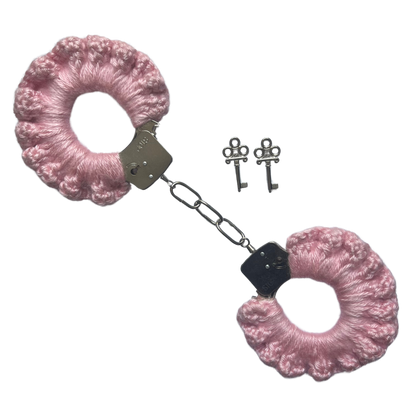 TANIJAY CROCHET handcuff Silky Crochet Handcuffs: Baby Pink