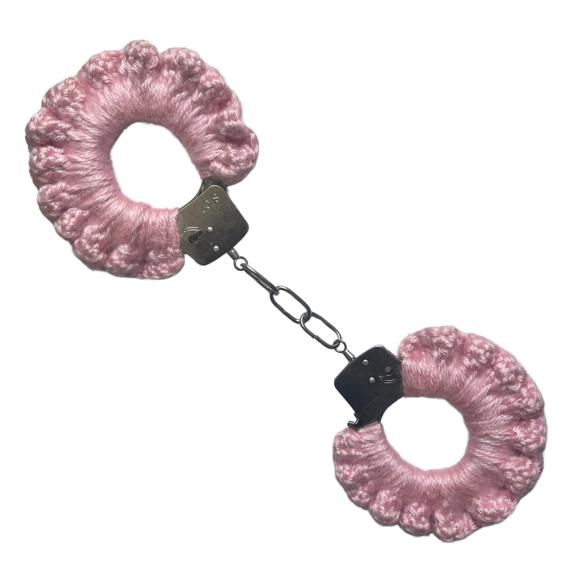 TANIJAY CROCHET handcuff Silky Crochet Handcuffs: Baby Pink
