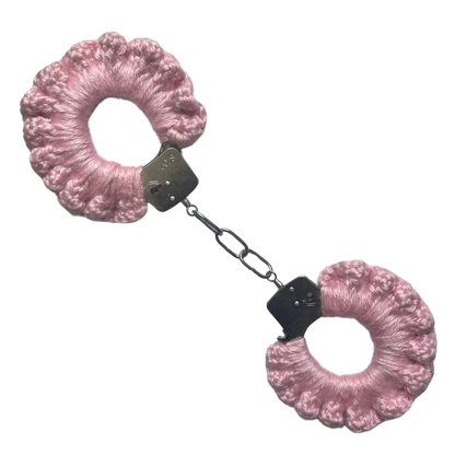 TANIJAY CROCHET handcuff Silky Crochet Handcuffs: Baby Pink
