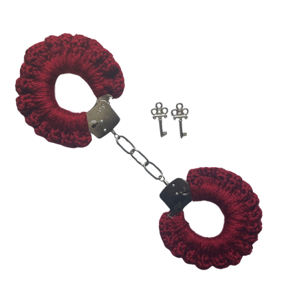 TANIJAY CROCHET handcuff Silky Crochet Handcuffs: Wine
