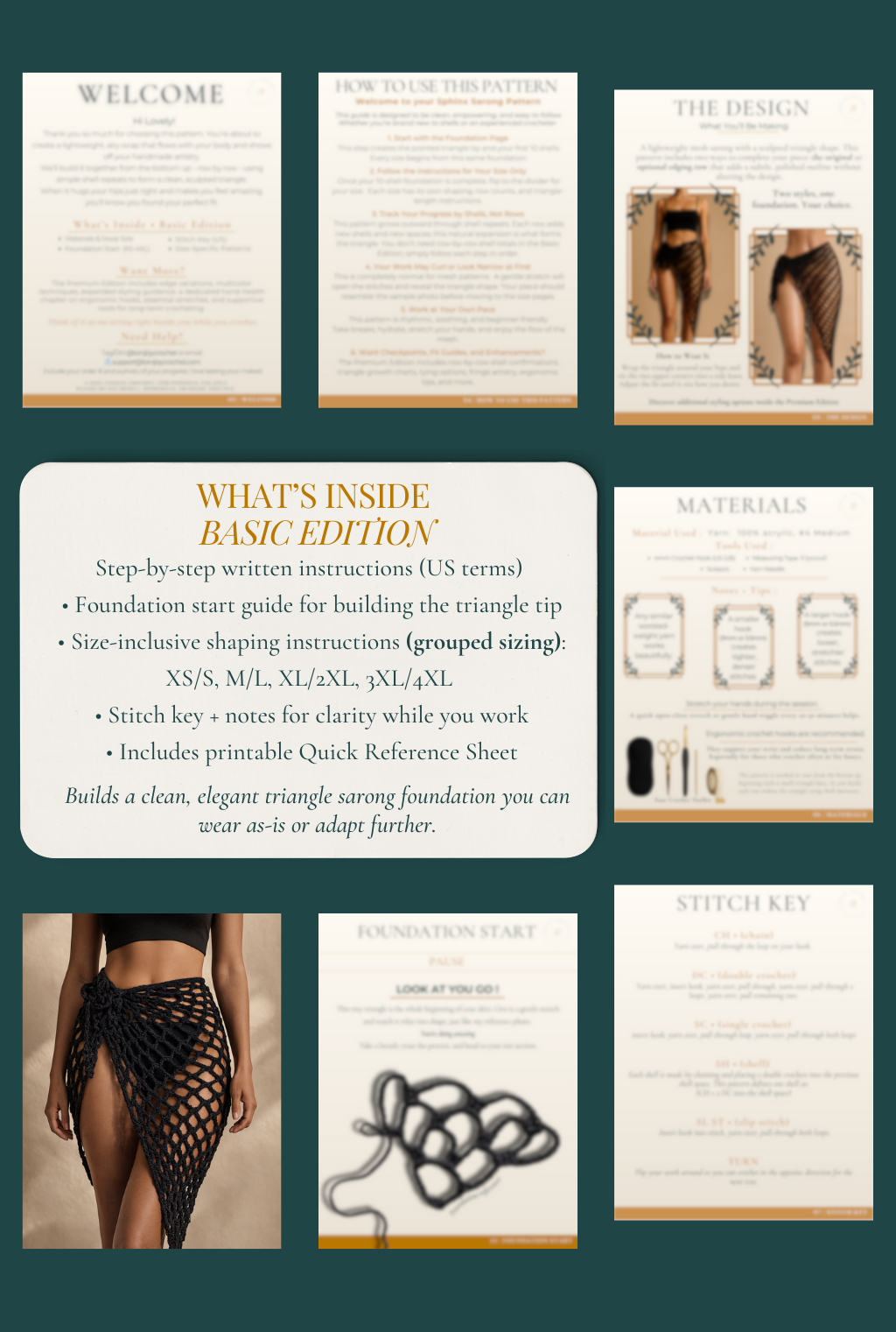 TANIJAY CROCHET pattern BASIC Spinx Sarong Skirt – Basic Crochet Pattern