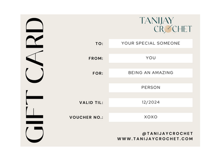 TANIJAY CROCHET Gift Cards TANIJAY CROCHET GIFT CARD