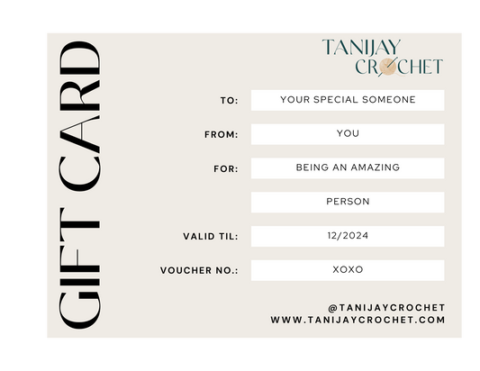 TANIJAY CROCHET Gift Cards TANIJAY CROCHET GIFT CARD