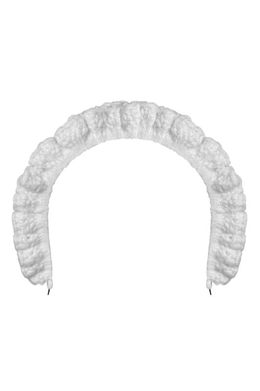 TANIJAY CROCHET headband Wavy Ruffle Headband – White