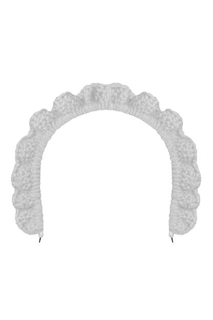 TANIJAY CROCHET headband Wavy Ruffle Headband – White