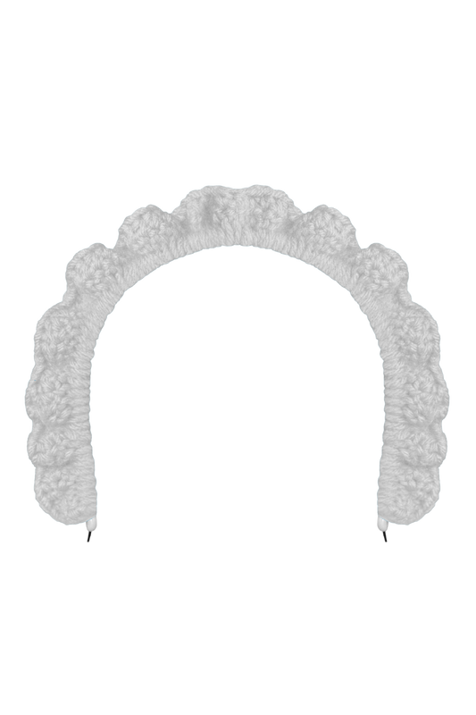 TANIJAY CROCHET headband Wavy Ruffle Headband – White