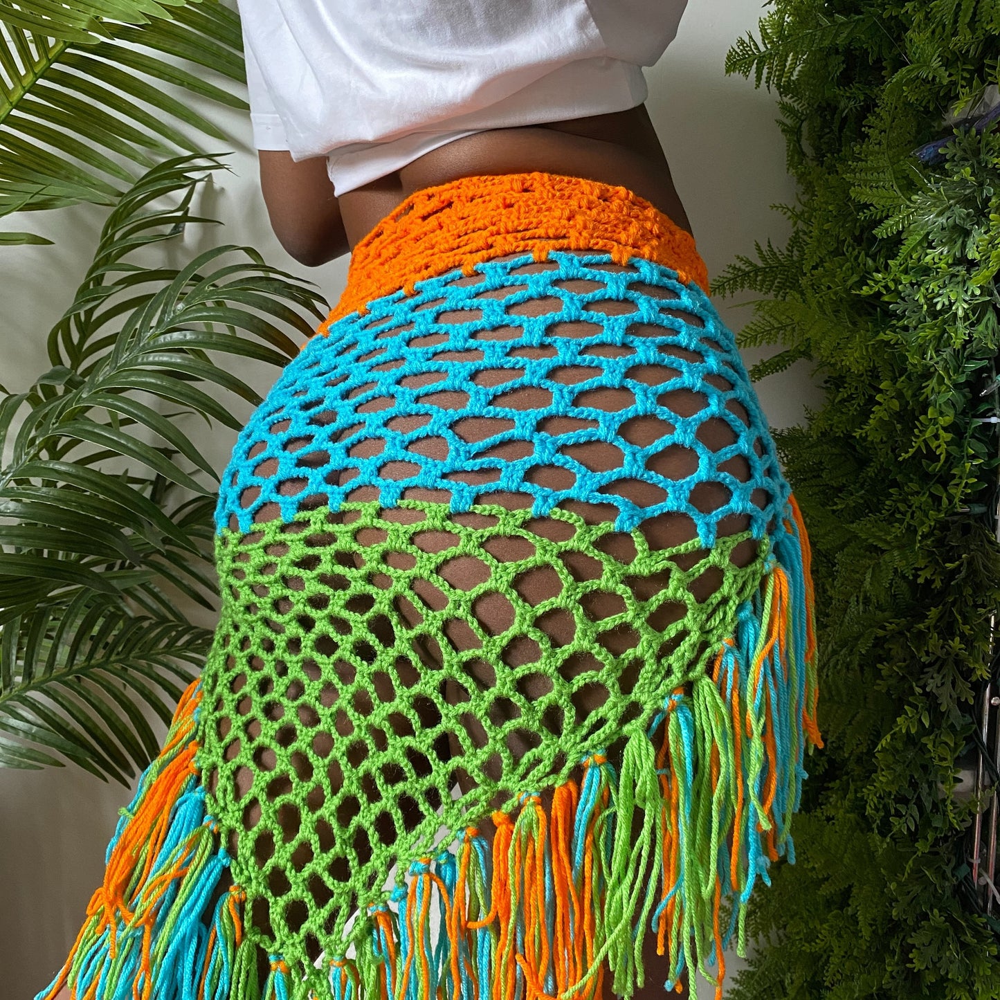 TANIJAY CROCHET Crochet Mesh Sarong Skirt