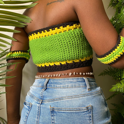 TANIJAY CROCHET TOP Jamaica Print Crochet Tube Top
