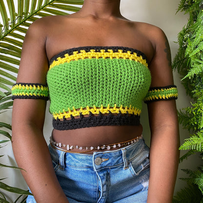 TANIJAY CROCHET TOP Jamaica Print Crochet Tube Top