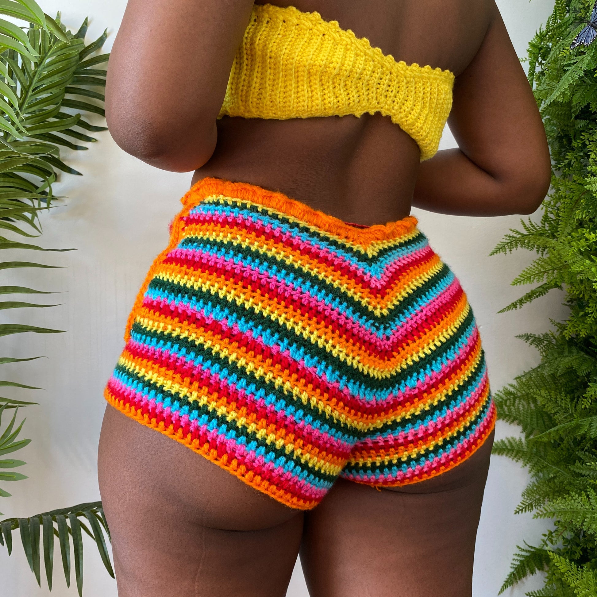 TANIJAY CROCHET Rainbow Crochet Mini Shorts