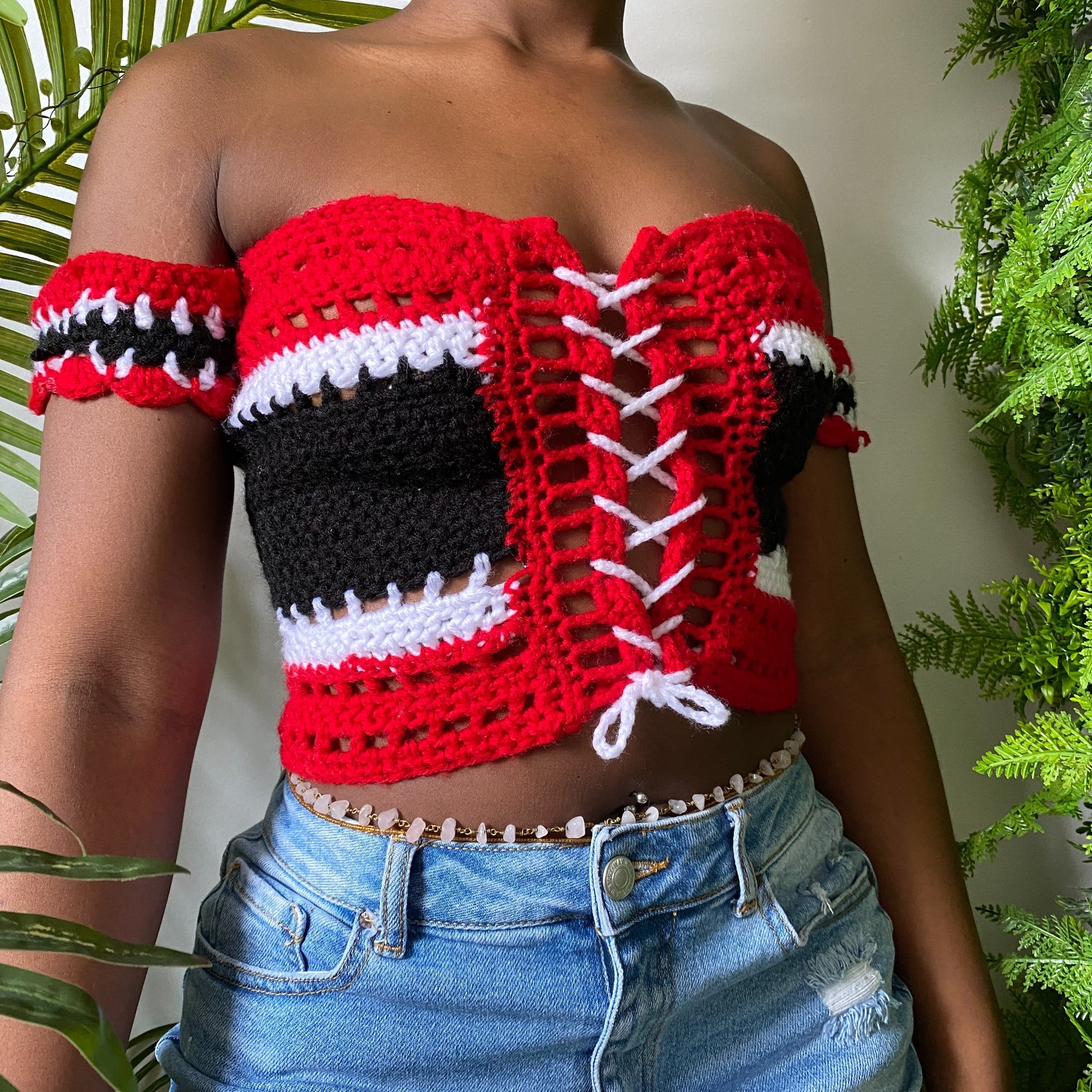 TANIJAY CROCHET Trinidad Print Crochet Tube Top
