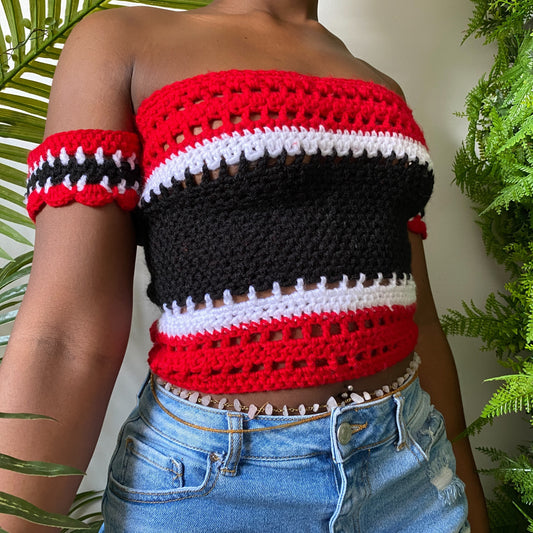 TANIJAY CROCHET Trinidad Print Crochet Tube Top